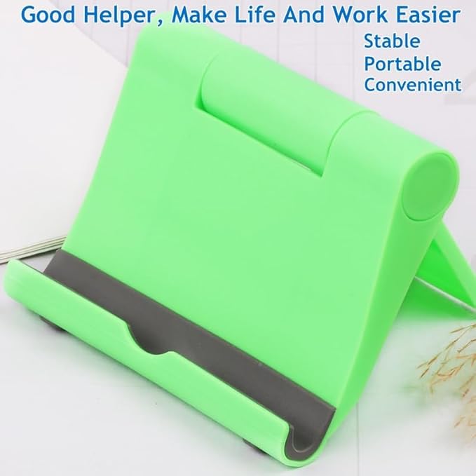 JUSDIQIR Cell Phone Stand for Desk Foldable Cell Phone Holder Desk Tablet Holder Mobile Phone Dock, Multi-Angle Universal Adjustable Tablet Dock Compatible with Most Cell Phones (Green)