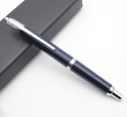 JINHAO 20 Press Fountain Pen, Retractable Capless Resin Pen with Ink Converter (EF Nib 0.4mm, Dark Blue)