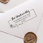 Custom Floral Address Stamp | Choose from 12 Designs | Multiple Ink Color Options | Envelope Return Address Stamp for Couple or Family (Design 8, Extra Large)