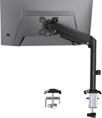 WALI Single Monitor Arm Desk Mount for 13-32 Inch Screens, Premium Gas Spring Monitor Stand with Full Motion Tilt, Swivel, Rotation, Holds up to 19.8 lbs, C-Clamp Mount for VESA 75/100mm (GSDM001S)