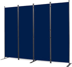 CHOSENM Room Divider, 4 Panel Folding Privacy Screens with Wider Support Feet, 6 Ft Portable Room Partition for Room Separator, 88" W X 71" H, Navy Blue