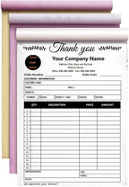 Personalized Invoice Book Custom 2 Part/3 Part Receipt Book Quote Estimate Order Forms Carbonless Form with Your Company Name Logo Address,2-10 Books (Style 13)