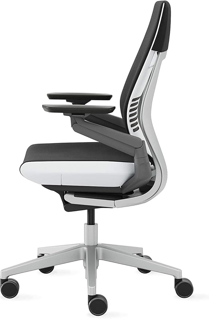 Steelcase Gesture Office Chair - Ergonomic Work Chair with Wheels for Carpet - Comfortable - Intuitive-to-Adjust for Desk - 360-Degree Arms - Licorice Fabric
