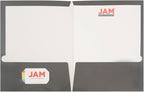 JAM PAPER Laminated Two Pocket Glossy School Folders - Letter Size - High Gloss Grey - Bulk 25/Pack