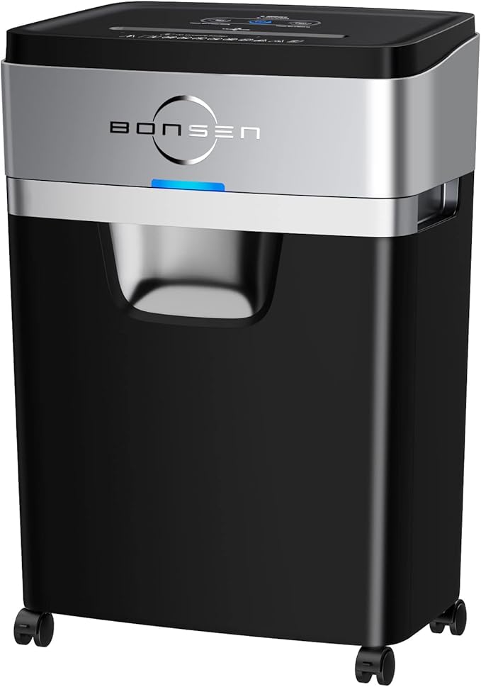 BONSEN Paper Shredder, 20-Sheet 60 Mins Nonstop Heavy Duty Paper Shredder for Office, 60dB Ultra Quiet Cross-Cut Shredder with 6.6 Gals Basket, Anti-Jam CD and Credit Shredder for Home Office (S3104)