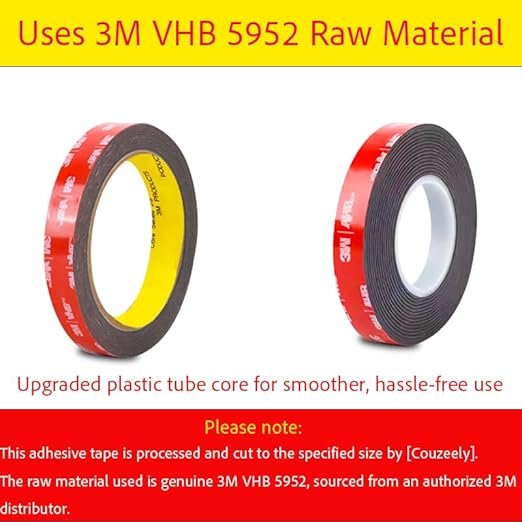 Double Sided Tape Heavy Duty, Waterproof Mounting Foam Tape, 73ft Length, 0.4in Width, High Temperature Resistant Adhesive Tape for Car, LED Strip Light, Office Decor, Uses 3M VHB 5952 Raw Material