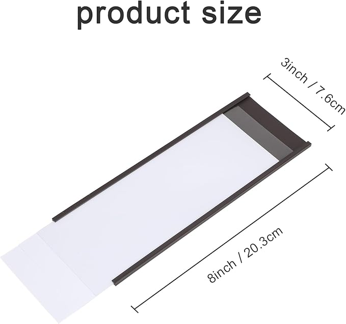 Eeoyu Magnetic Label Holders with Magnets Magnetic Data Card Holders with Clear Plastic Protectors for Metal Shelf, Whiteboard, Set of 30 (3 x 8 Inch)