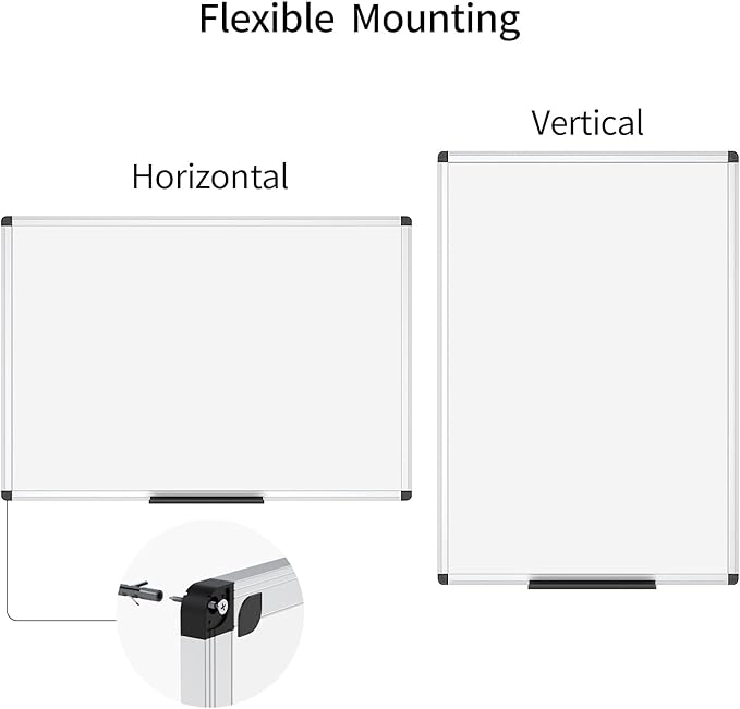 VIZ-PRO Dry Erase Board/Non-Magnetic Whiteboard, 48 x 36 Inches, Wall Mounted Board for School Office and Home