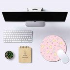 IMAYONDIA Pink Kawaii Round Mouse Pad, Cute Moon Bunny Small Mouse Mat，Aesthetic Anime Mousepad for Women Kids Office Home School, Computer PC Laptop Pastel Mice Pad, 7.9 x 7.9 in