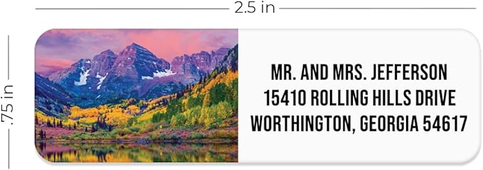 Scenic Landscape Rolled Address Labels / 250 Personalized Return Address Labels/Designer Address Stickers in Elegant Plastic Dispenser