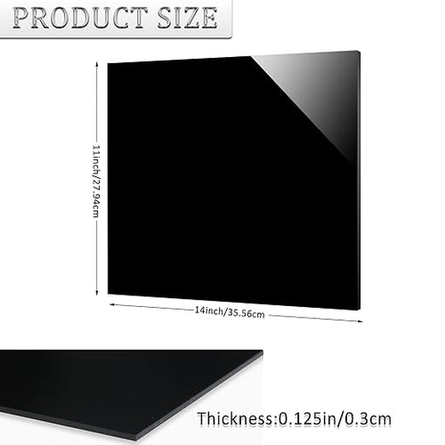 2 Pieces Black Acrylic Sheet, 11 x 14 Inch 1/8 Inch Thick, Black Cast Plexiglass Sheets for DIY Display, Handcraft, Home Decor, Painting, Display Stand, Photo Frame, Easy to Cut