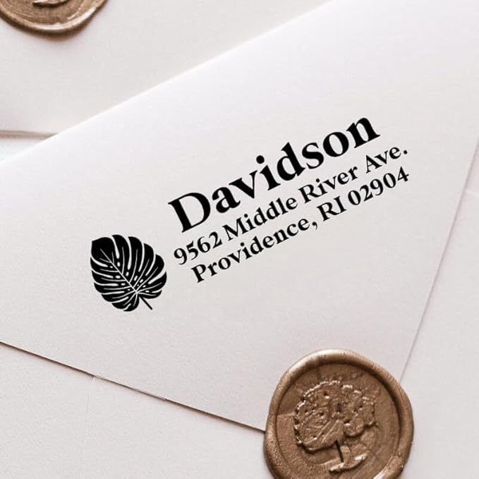 Custom Floral Address Stamp | Choose from 12 Designs | Multiple Ink Color Options | Envelope Return Address Stamp for Couple or Family (Design 7, Extra Large)