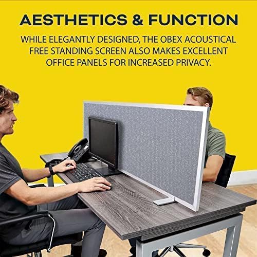 OBEX Acoustical Free Standing Privacy Screen, Cubicle Accessories Desk Privacy Panel, Desk Dividers for Office, Office Furniture Partitions Portable Sound Proof Dividers, 24" x 60", Twilight