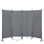 Proman Products - Galaxy 4 Panel Section Privacy Folding Screen Divider, Water Repellent Fabric Room Divider with Black Powder Coated Metal Frame for Indoors or Outdoors (Gray)