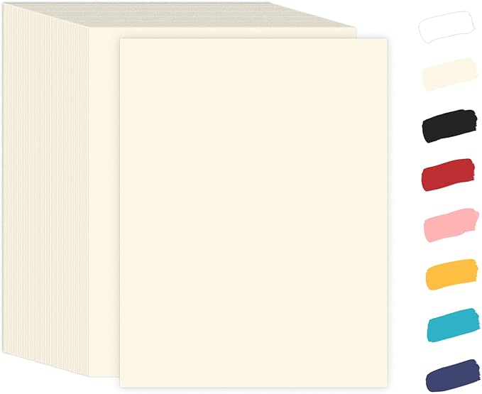 100 Sheets Cream Cardstock 8.5 x 11 Off White Card Stock,Goefun 65lb Ivory Paper Printer Paper for Cards Making, Office Printing, Wedding