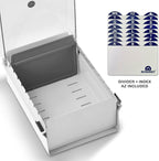 Acrimet 3 x 5 Card File Holder Organizer Box Metal Base Heavy Duty (AZ Index Cards and Divider Included) (White Color with Clear Crystal Plastic Lid Cover)