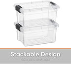 Superio Clear Storage Boxes with Lids, 3.4 Quart Plastic Container Bins for Organizing, Stackable Crates, BPA Free, Non Toxic, Odor Free, Organizers for Home, Office and Dorm, 4 Pack