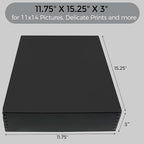 Lineco Archival 11 x 14 x 3 inches Museum Archival Storage Box, Drop Front Design, Acid-Free with Metal Edge. Preserves Photos Documents, Black
