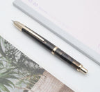 JINHAO 20 Press Fountain Pen, Retractable Capless Resin Pen with Ink Converter (F Nib 0.5mm, Transparent Black - Gold Clip)