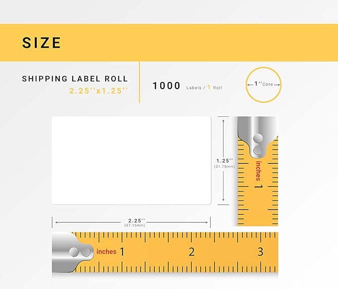 HOUSELABELS 2.25" x 1.25" Address Labels on 1" Core in Polypropylene Compatible with Zebra and Rollo Printers, 6 Rolls / 1,000 Labels per Roll