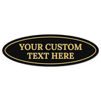 Custom Wall or Door Sign, Personalized Oval Plaque Engraved Message for Bussiness, Property and Home Indoor/Outdoor, 4x12 Inches, Made in USA by Sigo Signs