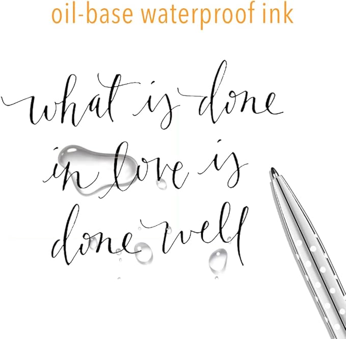 Unibene 6 Pack Cute Dot & Sliver Click Ballpoint Pens -1.0mm Medium Point Black Ink with 6 Stainless Steel Refills for Business Office Students Teachers Wedding Christmas ﻿