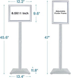 Golemas Sign Stand for Display, 11lbs Integrated Rod Heavy Duty Pedestal Floor Signage Stand Holder, for Outdoor or Indoor Advertising (8.5 x 11, Silver)
