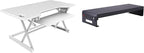 Rocelco 46" Large Height Adjustable Standing Desk Converter with Double Monitor Mount Stand BUNDLE - Quick Sit Stand Up Computer Workstation Riser - Retractable Keyboard Tray - White (R DADRW-46-DMS)