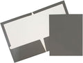 JAM PAPER Laminated Two Pocket Glossy School Folders - Letter Size - High Gloss Grey - Bulk 100/Box