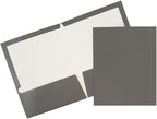 JAM PAPER Laminated Two Pocket Glossy School Folders - Letter Size - High Gloss Grey - Bulk 25/Pack