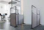 Versare Workstation Partition | Portable Wall Divider | Modern Office Cubicle | Free Standing Privacy Screen | Flexible Work Space | 33" x 70" W/Window, Lime Green Fabric Panels