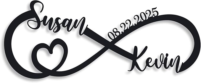 Wedding Gifts for Couples 2025 | Personalized Wedding Gifts | Couples Gift for Her | Anniversary Wedding Date Sign | Engagement Gift | Wall Decor | Bridal Shower Gift | Infinity Metal Sign