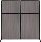 Versare Workstation Partition | Portable Wall Divider | Modern Office Cubicle | Free Standing Privacy Screen | Flexible Work Space | 66" x 70" Gray Elm Wood Grain Panels No Window