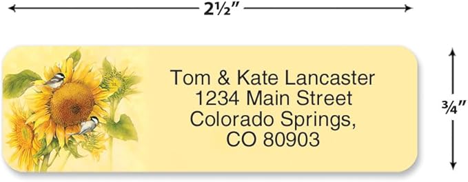Everyday Birds Rolled Personalized Return Address Mailing Labels with Dispenser, Set of 500, Small ¾ x 2½ Inch Size, Custom Self-Adhesive Sticker Roll, by Colorful Images