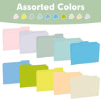 File Folder, RAZCC 100 Pack Colored File Folders, 1/3 Cut Tab File Folder Letter Size, Filing Folders with Tabs for Office School Business Use, Assorted 10 Colors