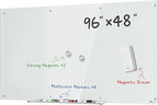 TOWON 8 x 4ft Whiteboard Huge, Glass Dry Erase Board Magnetic, 96 x 48 in, Infinity Frameless Mounting, White Surface, 4 Multi-Color Markers, 2 Strong Magnets, Pen Tray and Eraser
