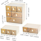 OSteed Desktop Drawers, Desk Organizer with 6 Drawers & Bunny Handles, Stackable Craft Storage Box for Home Collection, Cosmetics, Office Supplies (3 Tiers, Cream & Clear)