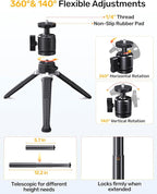 Webcam Tripod Stand for Desk, 3 Level Extendable Camera Tripod Mount for Logitech Webcam C920 C922 C922x C925e C930 C930e C615 Brio 4K NexiGo N60 and More, Camera and Phone Holder with 1/4" Thread