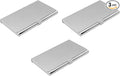 Stephanie Imports Set of 3 Slim & Minimalist Metal Business Card Holder Unisex Case (Plain Silver)