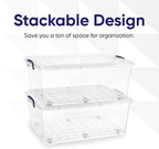 Superio Storage Bins with Lids, Clear Plastic Containers for Organizing, Stackable Totes, BPA Free, Odor Free, Organizer Boxes for Home, and Dorm (4 Pack, 60 Quart)