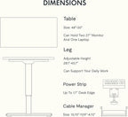 FLEXISPOT EN2 Whole-Piece Standing Desk with Clamp Power Strip, 48 x 30 Electric Stand Up Height Adjustable Desk with Cable Management (Black Frame + 48" White Top, 2 Packages)