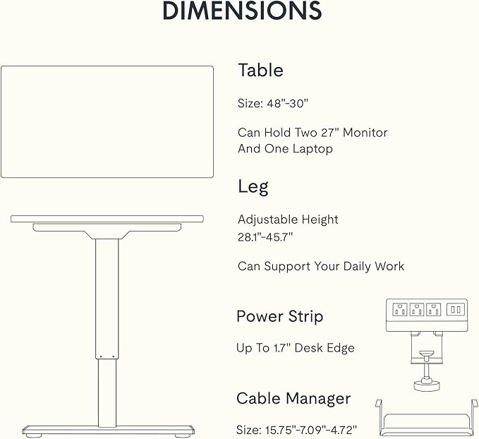 FLEXISPOT EN2 Whole-Piece Standing Desk with Clamp Power Strip, 48 x 30'' Height Adjustable Electric Stand Up Desk with Cable Management (Gray Frame + Mahogany Top, 2 Packages)