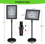 INNOVSIGN 6Pack Adjustable Pedestal Sign Holder - 11''x17'', Floor Standing Poster Stand for Vertical/Horizontal View, Outdoor/Indoor Sign Holders (Black, Round)