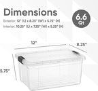 Superio Storage Bins with Lids- 4 Pack, 6.6 Qt Clear Boxes for Organizing, Stackable Plastic Containers- BPA Free, Non-Toxic, Odor Free, Organizer for Home, Office, Dorm