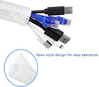 Pet Proof Split Cable Sleeve Organizer - Cord Cover Protector for Desk, Hide Wires from Cats Chewing, Computer Cord Management (3/4inch-5ft, 2Pcs, White)