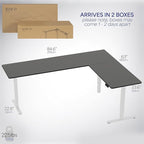VIVO Electric Corner 84 x 63 inch L-Shaped Standing Desk, Memory Height Adjustment, Black Top White Frame, DESK-E3CTWB-84
