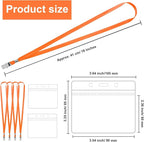 100 Pcs Lanyards for ID Badges and 100 Pcs Clear Name Tag Holders Reusable Lanyard with Clip Plastic ID Card Badge Holder Name Badges for Adults Kids Business School Office Supplies (Orange)
