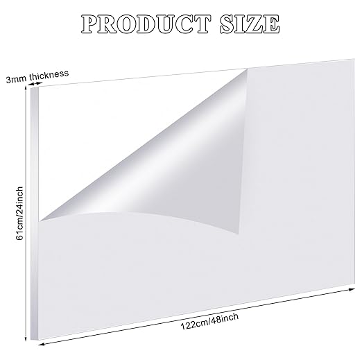Roowest 6 Pcs 24 x 48 Inch, 1/8 Inch Thick Clear Acrylic Sheets Plastic Panels Sheets Cut to Size Cast Acrylic Board Panel with Protective Film for Craft DIY Projects Sign Frame