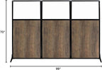 Versare Workstation Partition | Portable Wall Divider | Modern Office Cubicle | Free Standing Privacy Screen | Flexible Work Space | 99" x 70" Urban Oak Wood Grain Panels with Clear Window