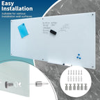Magnetic Glass Whiteboard 36"X72" Dry Erase Board White Board Wall Mounted WritingBoard for Office School Home Accessory Tray 3 Dry Erase Marker 4 Glass Board Magnets and 1 Magnetic Eraser